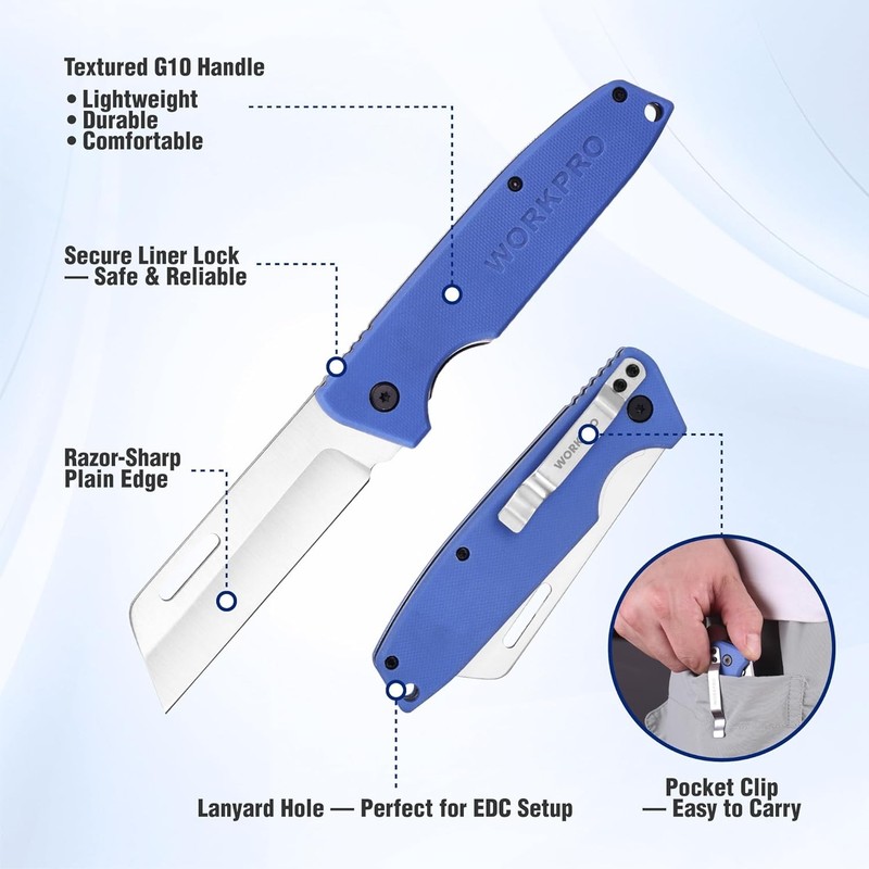 Electrician Folding Pocket Utility Knife Stainless for Lineman Cable Skinning US gallery