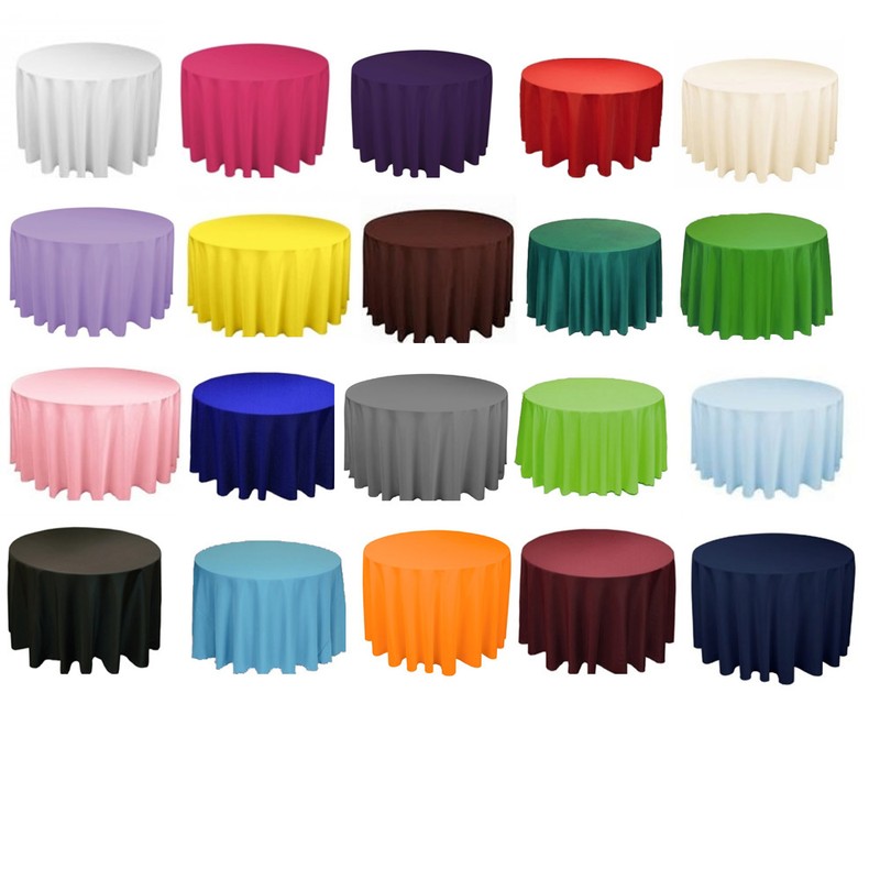 Premium Polyester Tablecloth Round 90" Retail & Wholesale +45 Colors available gallery