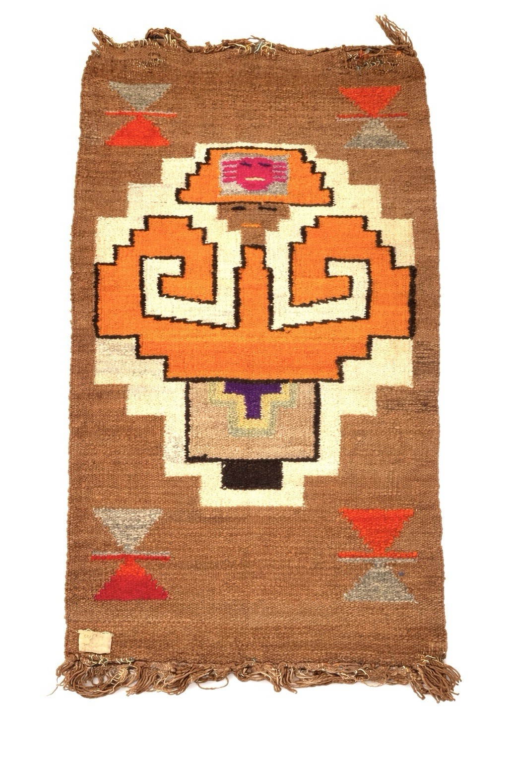 Large Handmade Wool Wall Hanging Andean Figure Textile Rug Folk Art 20x36 gallery