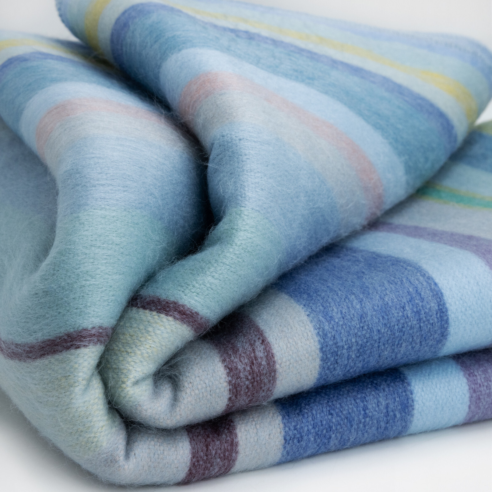 OCEAN BREEZE STRIPED ALPACA WOOL BLEND BLANKET – 96X65 | BLUE & GREEN TONES gallery