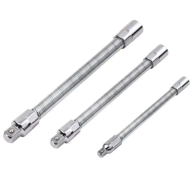 3-Piece Flexible Socket Extension Bar Set 1/2" 1/4" 3/8" Shaft Drive 10" 8" 6" gallery