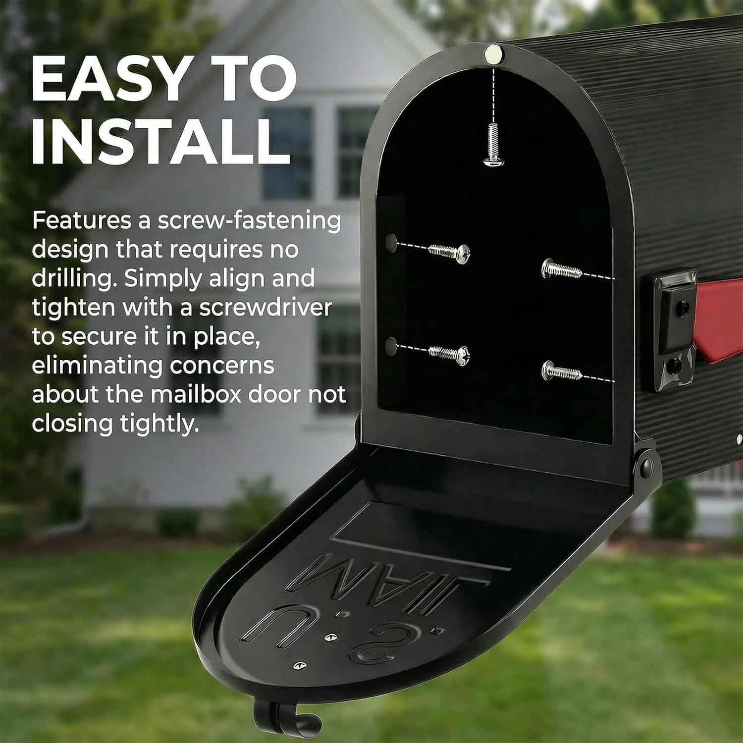 Mailbox Door Replacement Panel-6 1/4"(W) x 8 1/4"(H), Black Metal Snap-in Front gallery