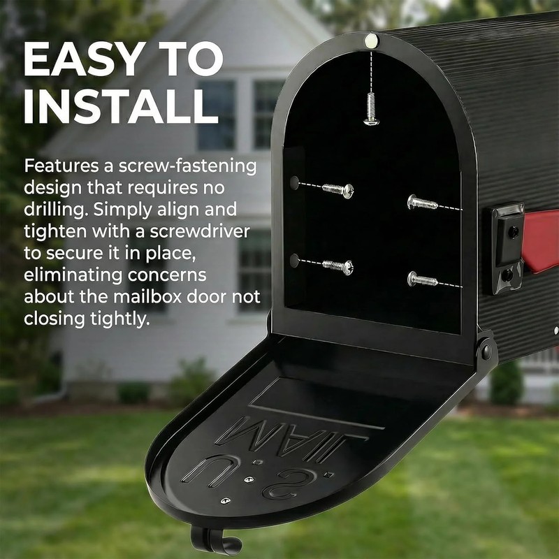 Mailbox Door Replacement Panel-6 1/4"(W) x 8 1/4"(H), Black Metal Snap-in Front gallery