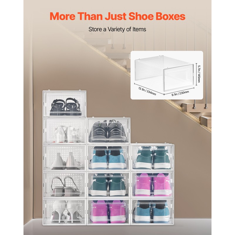 Uimoso Stackable Shoe Organizer Boxes 6/9/12 Pack for US Sizes 11/13 gallery