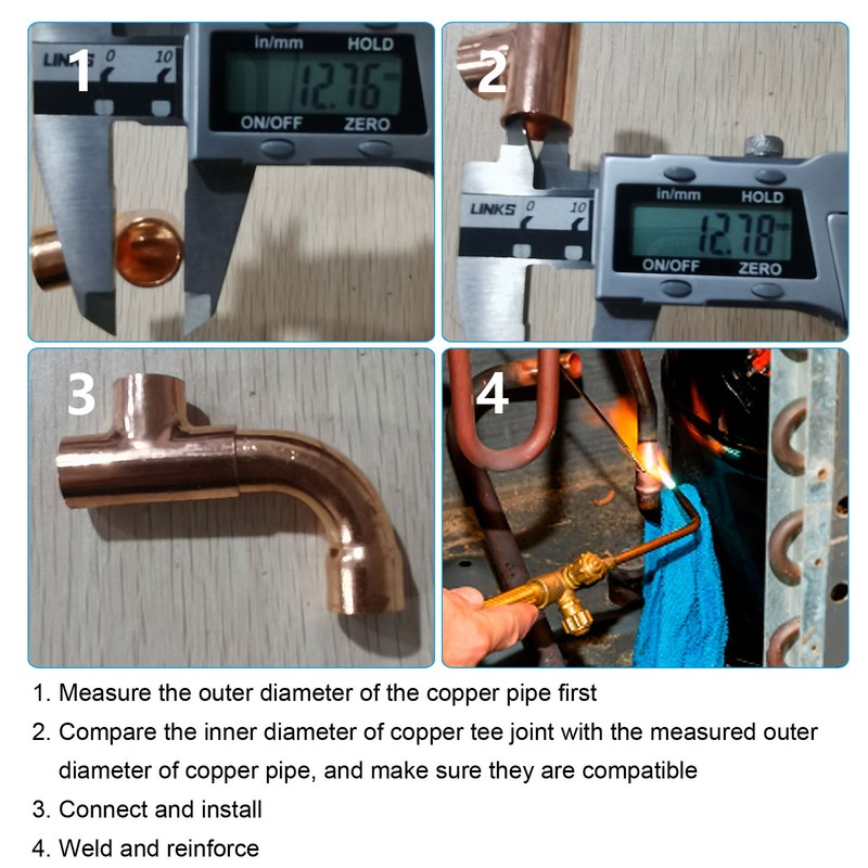 2Pcs Tee Copper Fitting 3 Way Welding Joint 5/8 Inch ID gallery
