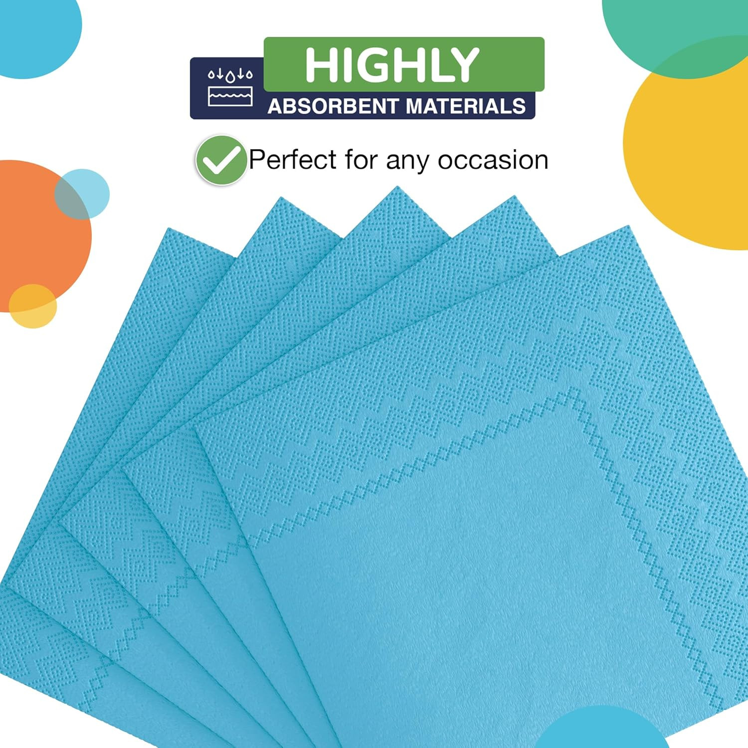 Party Solids Turquoise Napkins Disposable Everyday 50 Pcs 2 Ply Turquoise Dinner gallery
