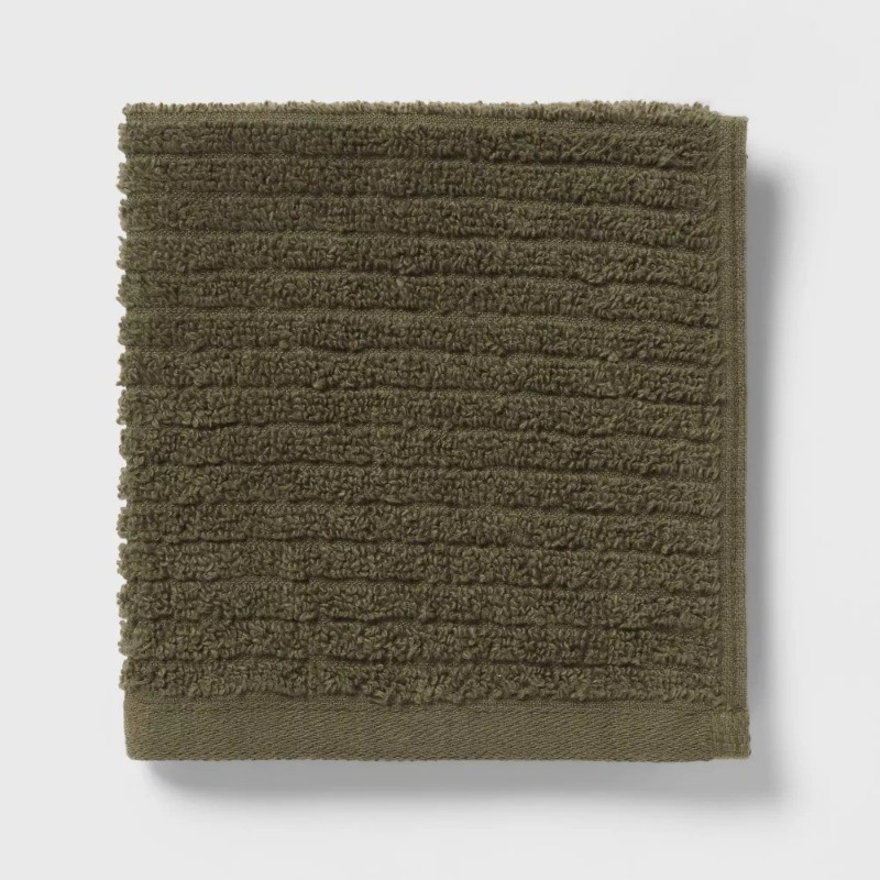 4pk Quick Dry Ribbed Hand/Wash Towel Set Green gallery