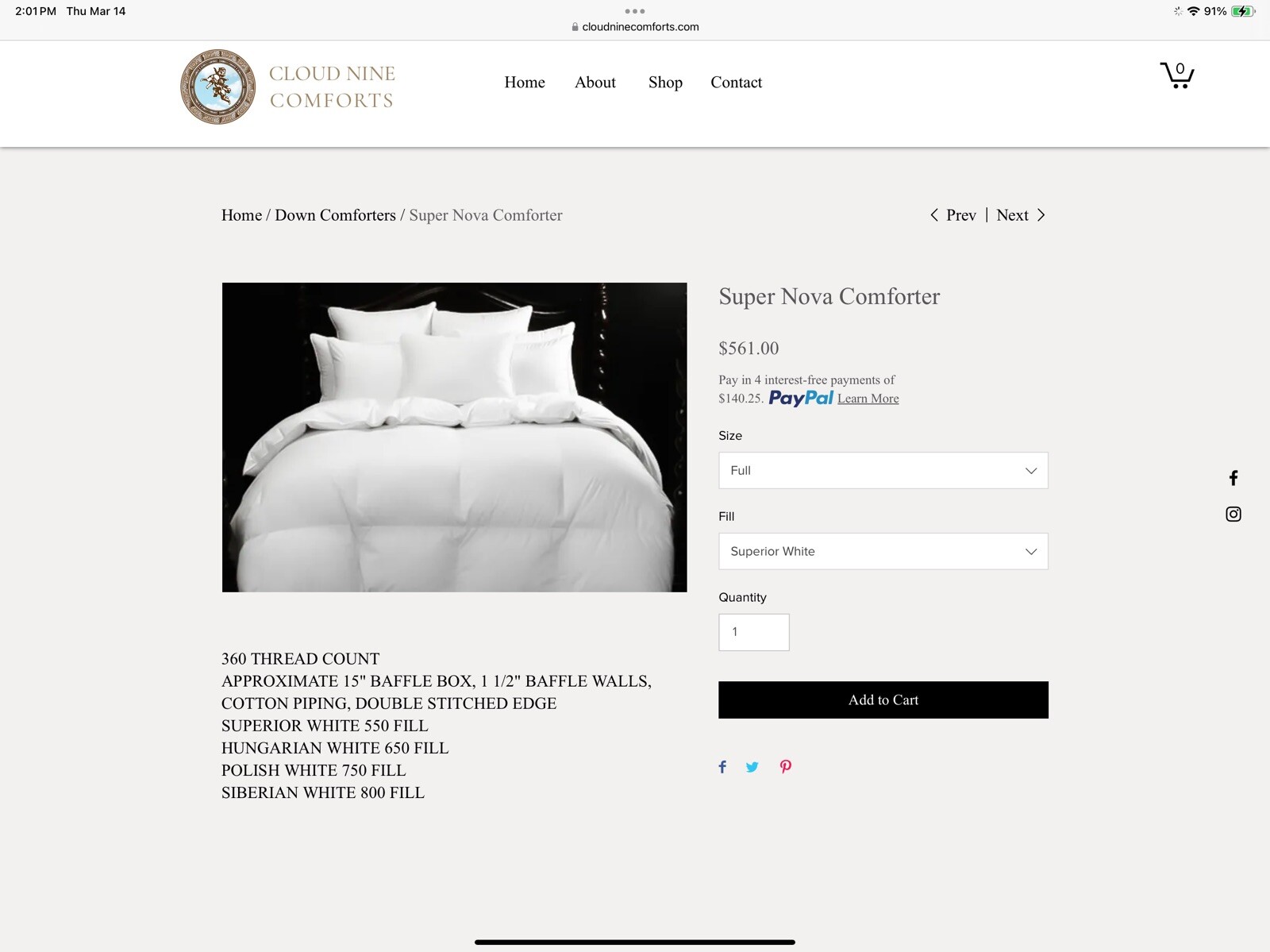 $700 Cloud Nine New 1pc Full Down Comforter Superior Down 34oz Nova 550 LAST gallery