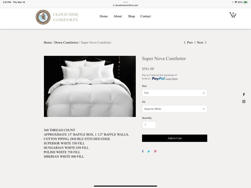 $700 Cloud Nine New 1pc Full Down Comforter Superior Down 34oz Nova 550 LAST gallery