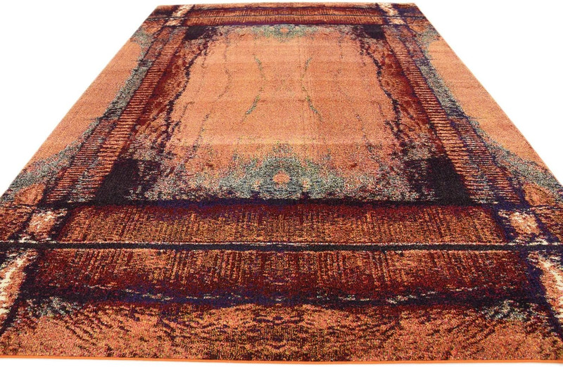 Rustic Modern Abstract Area Rug - Estrella Collection 8' x 11' in Orange/Black gallery