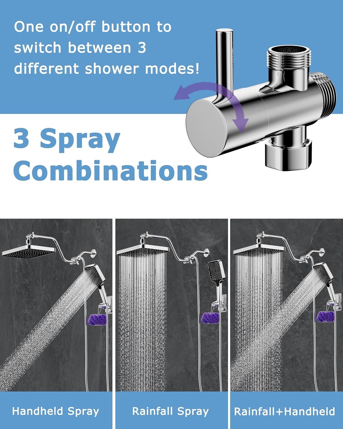 13 Inch High Pressure Shower Heads with Handheld Spray Combo, Rain Shower Hea... gallery