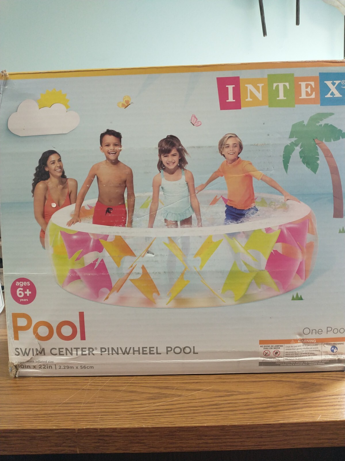 Intex Pinwheel Wide Side Walls Inflatable Pool Swim Center 90" x 22" 222 Gal gallery