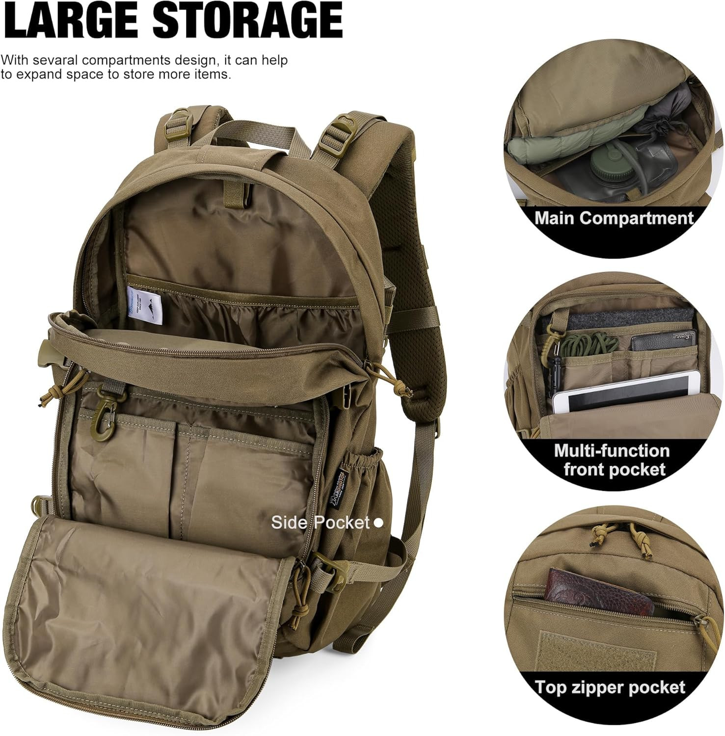 Small Tactical Backpack,Molle Hiking Backpack for Backpacking,Cycling and Biking 5