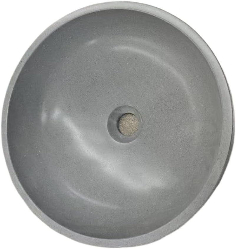 16” Gray Round Vessel Sink - Handmade Terrazzo Concrete - Above Counter gallery