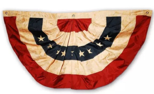 (3 PACK) American Tea-Stained Fan Flag Bunting 1.5x3FT 420D Burlap Embroidered gallery