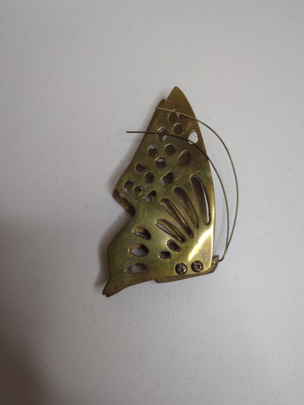 Vintage MCM Solid Brass Butterfly Wall Plaque Decor Lot Of 2 Wings Open Closed gallery
