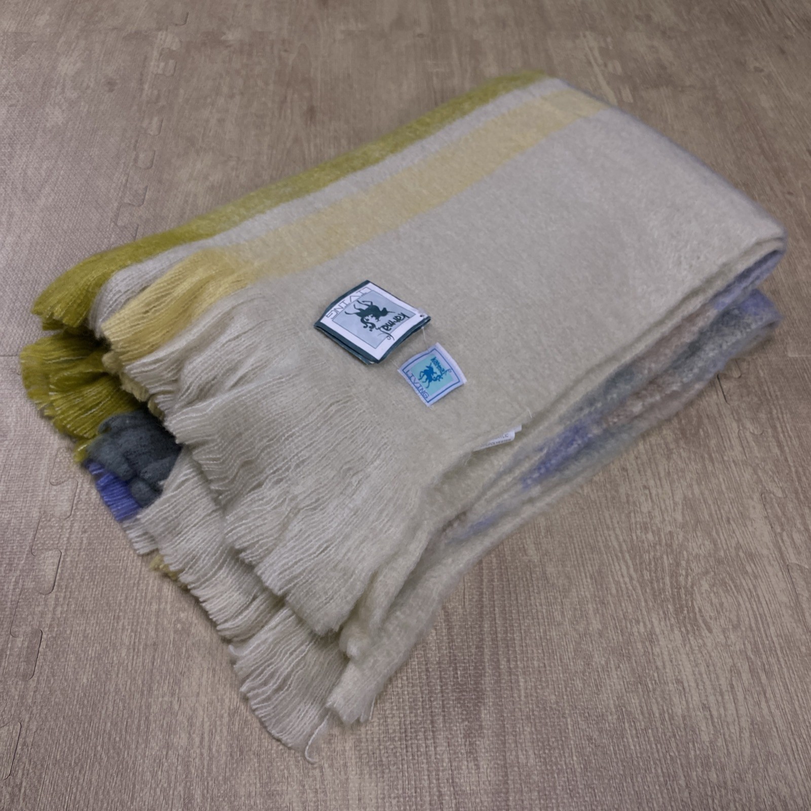 NWT KARMA LIVING ALPACA WOOL BLEND GLEN CHECK SHAGGY THROW BLANKET 50" X 60" gallery