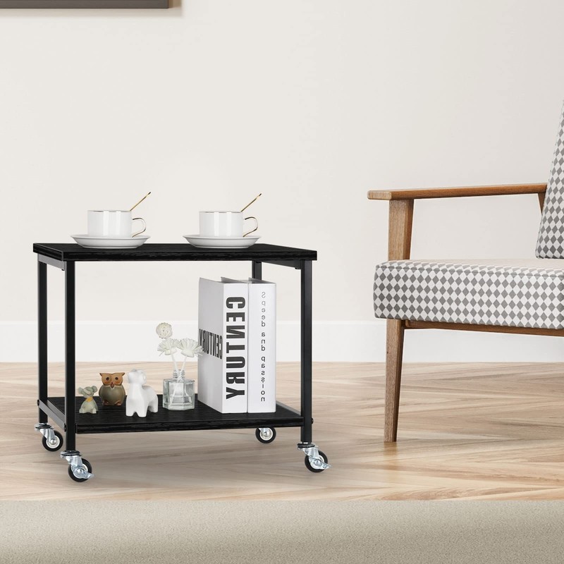 Black 2Tier Rolling Printer Stand Under Desk Mobile Table Scanner Fax Rack gallery