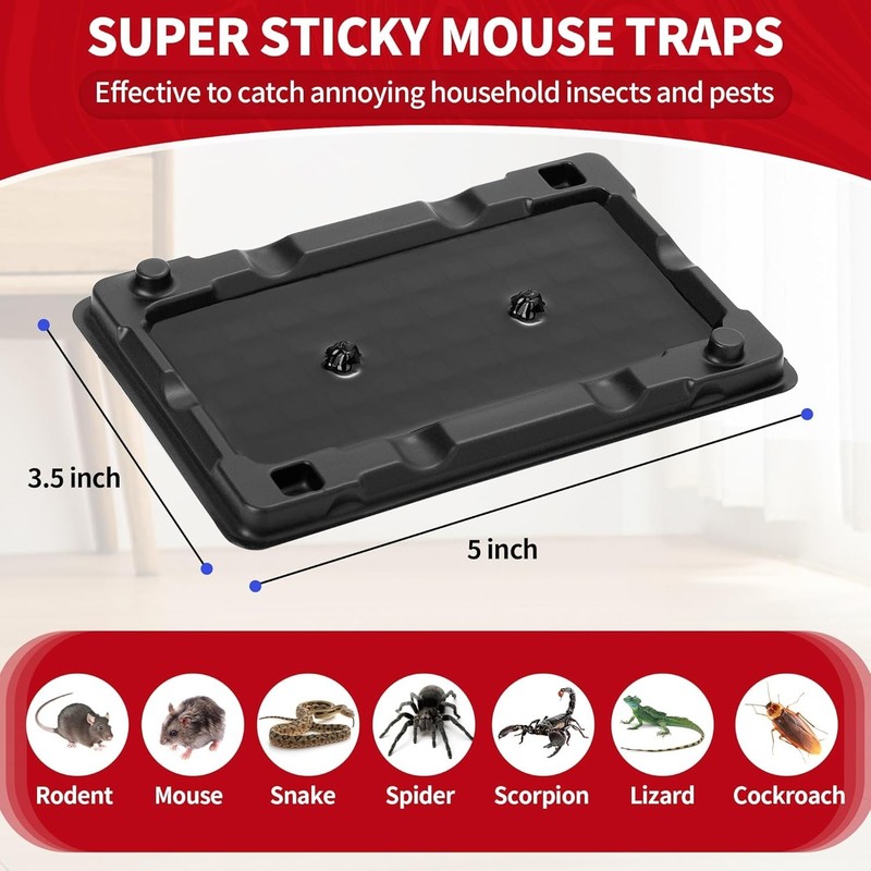 12-Pack Pre-Baited Sticky Mouse Traps - Non-Toxic & Pet Safe Pest Control gallery