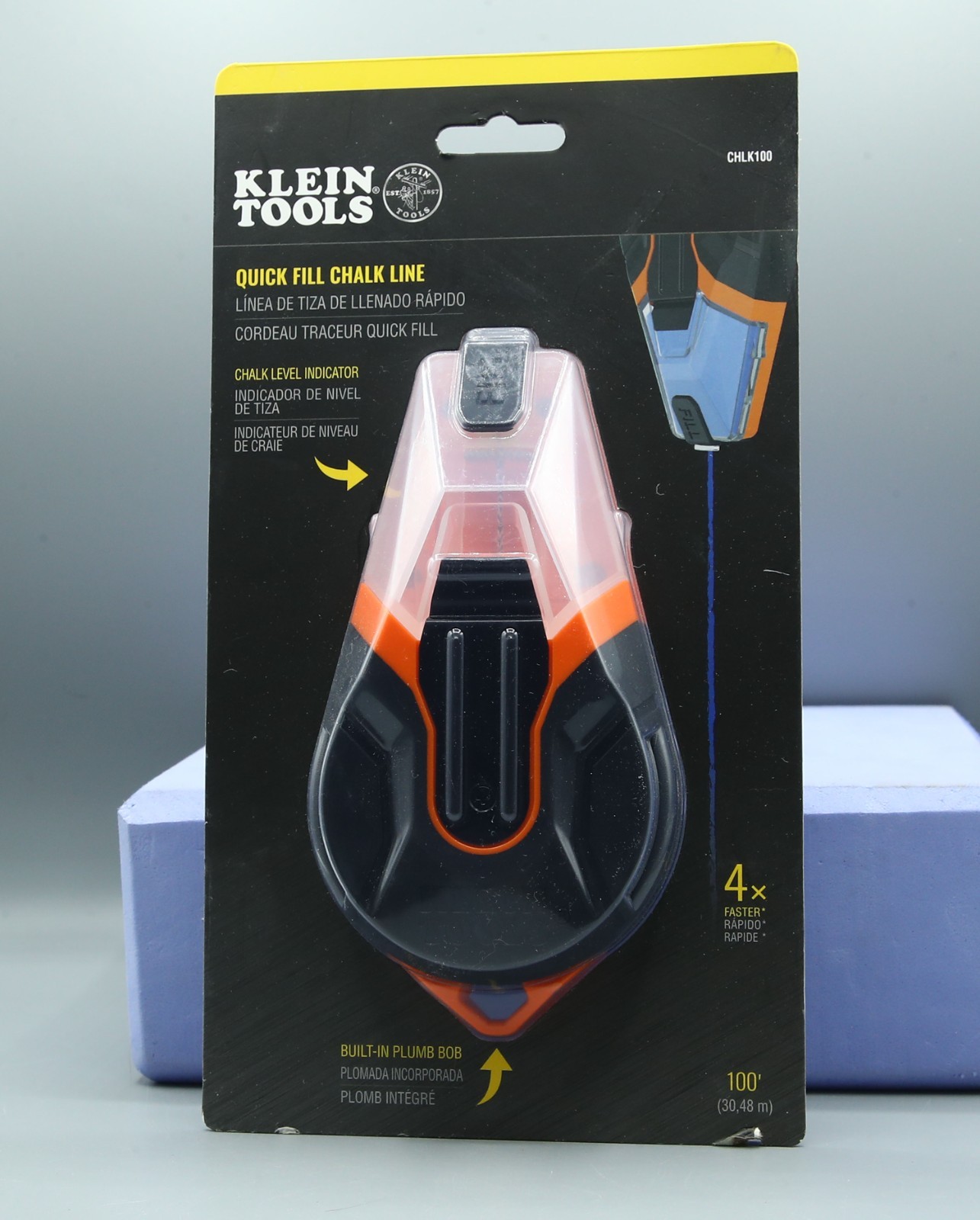 Klein Tools CHLK100 Quick Fill Chalk Line With Built-in Plumb Bob gallery