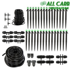 130ft Drip Irrigation System Adjustable W/ Emitters Tubing & Fittings For Garden
