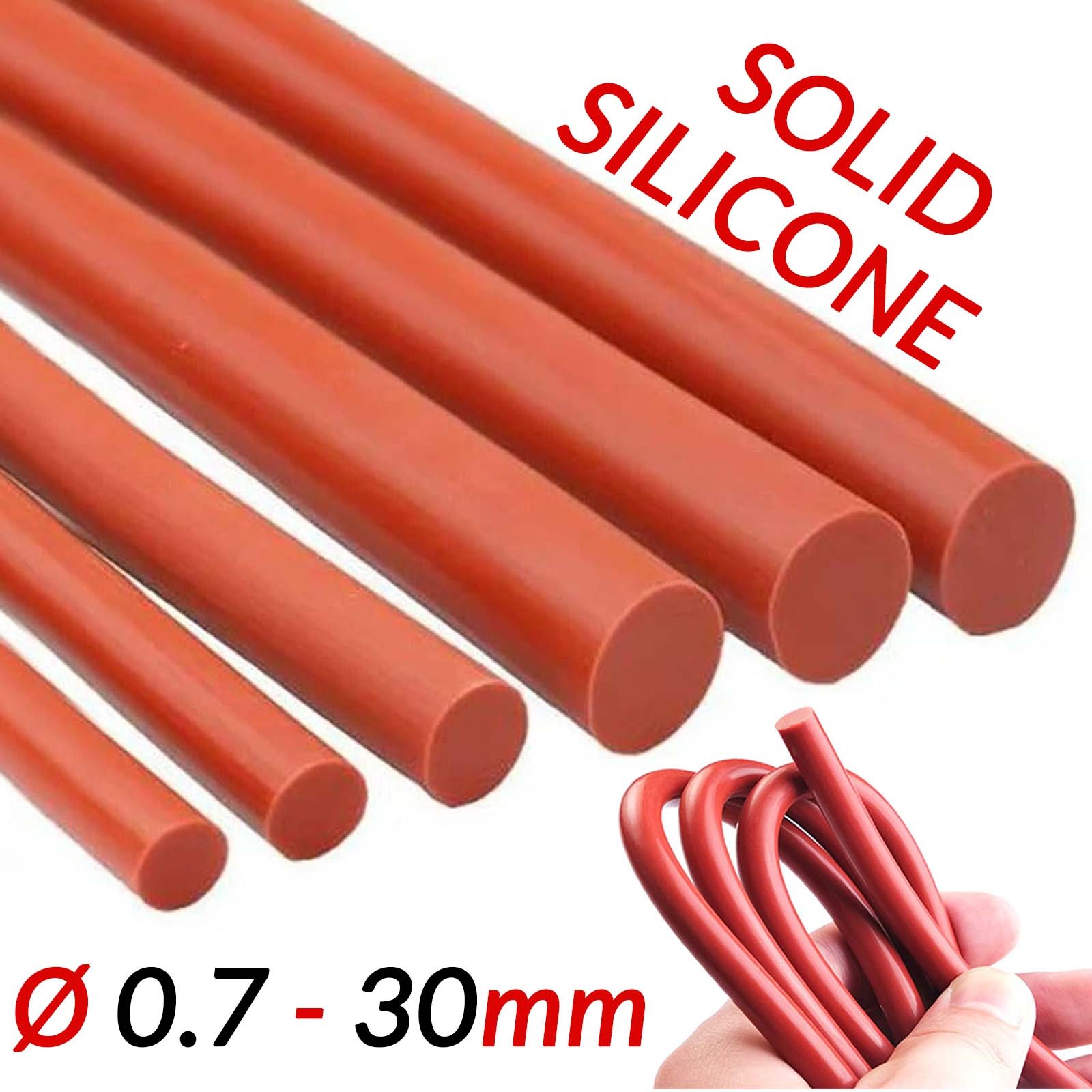Red Solid Silicone Rubber Sealing Strip Round O Ring Cord Seal Gasket Ø 0,7-30mm gallery