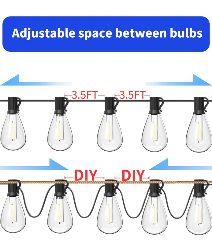 120FT LED Outdoor String Lights with 30+2 Edison Shatterproof Waterproof Bulb... gallery