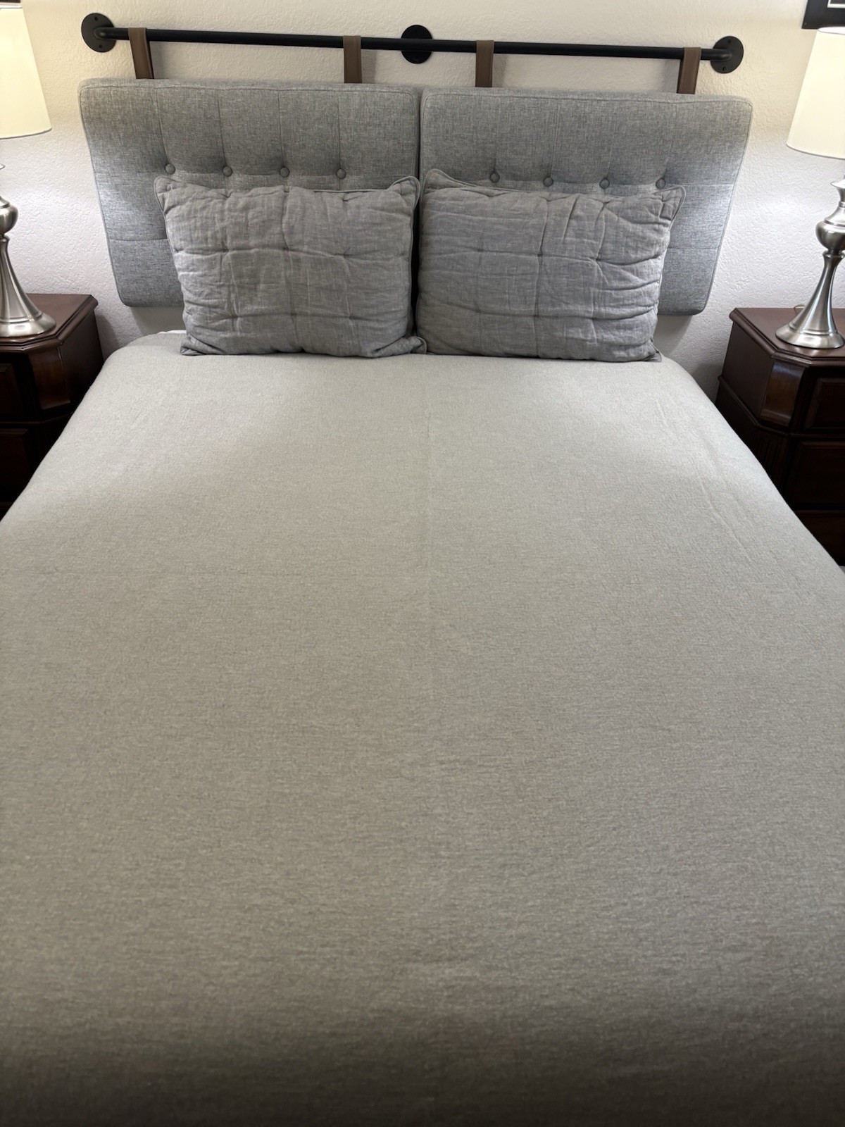 DOCOFIL WHITE Light Gray Queen 91x94 Blanket Made In Portugal 100% Cotton Soft gallery