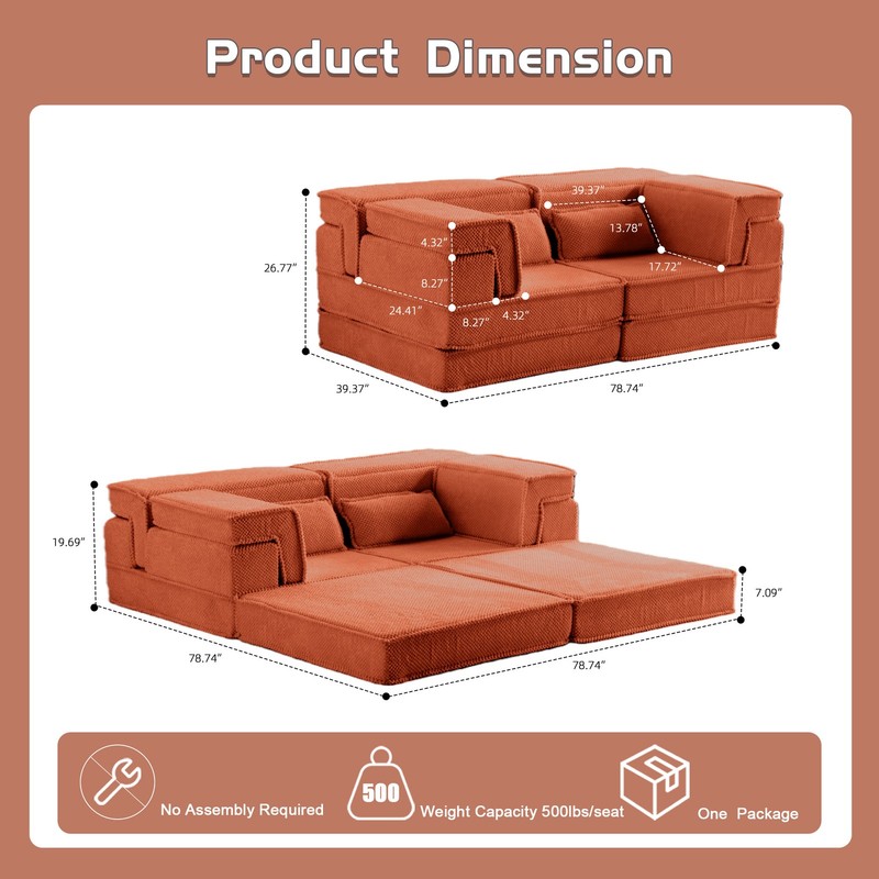 Compression Sofa,DIY Boneless Modular Sectional Sofa(Modern Oversized Loveseat,O gallery