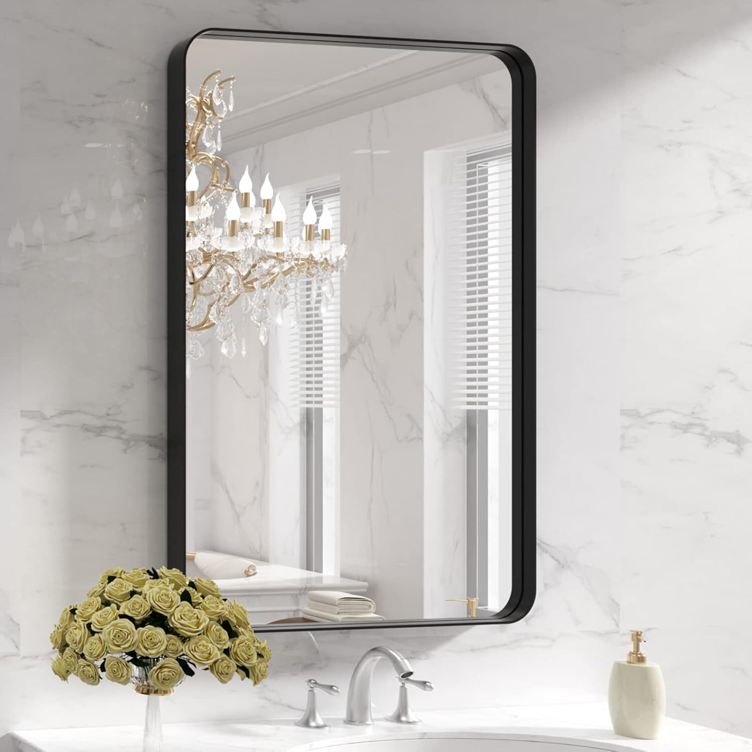 Bathroom Mirror, 24X36-inch Round Rectangular Mirror, Rustproof, Tempered Glass gallery