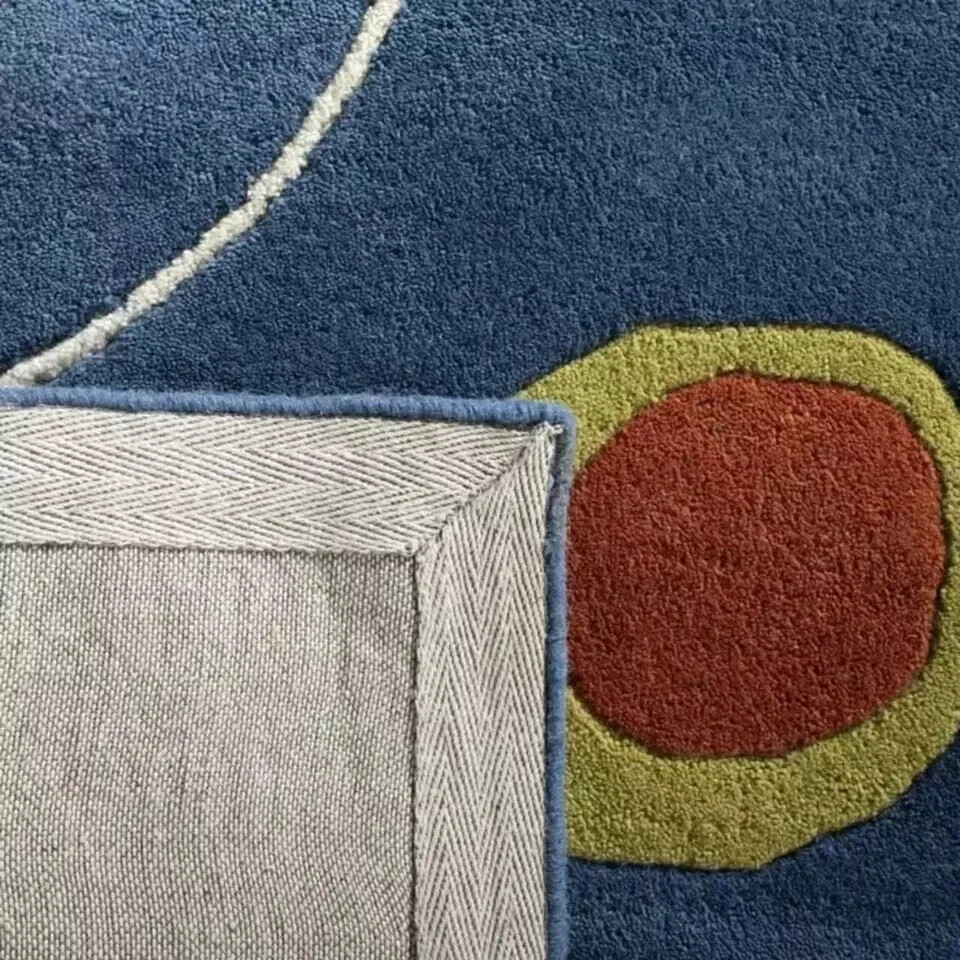 Blue, Hand-Tufted Wool & Modern Rug Soft Area Rug Carpet 3x5 feet gallery