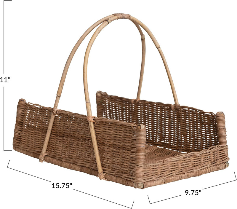 Creative Co-Op Decorative Handwoven Rattan Hanging Basket, Natural gallery