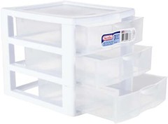 Small 3 Drawer Desktop Unit, Plastic, White
