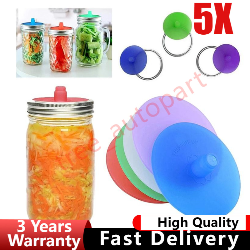 5X Silicone Fermenting Lid Waterless Airlock Mold Free Auto Vent for Mason Jar gallery