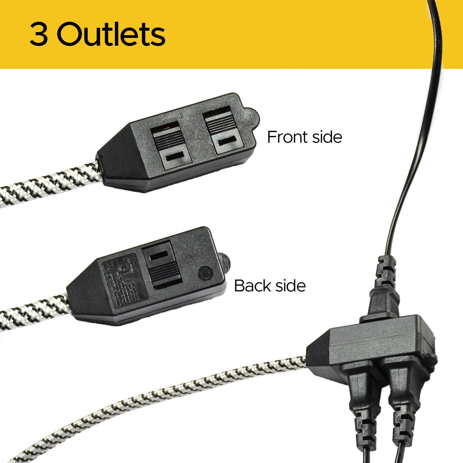 CRST 12ft 3-Plug Heavy Duty Braided Extension Cord for Durability and Convenienc gallery