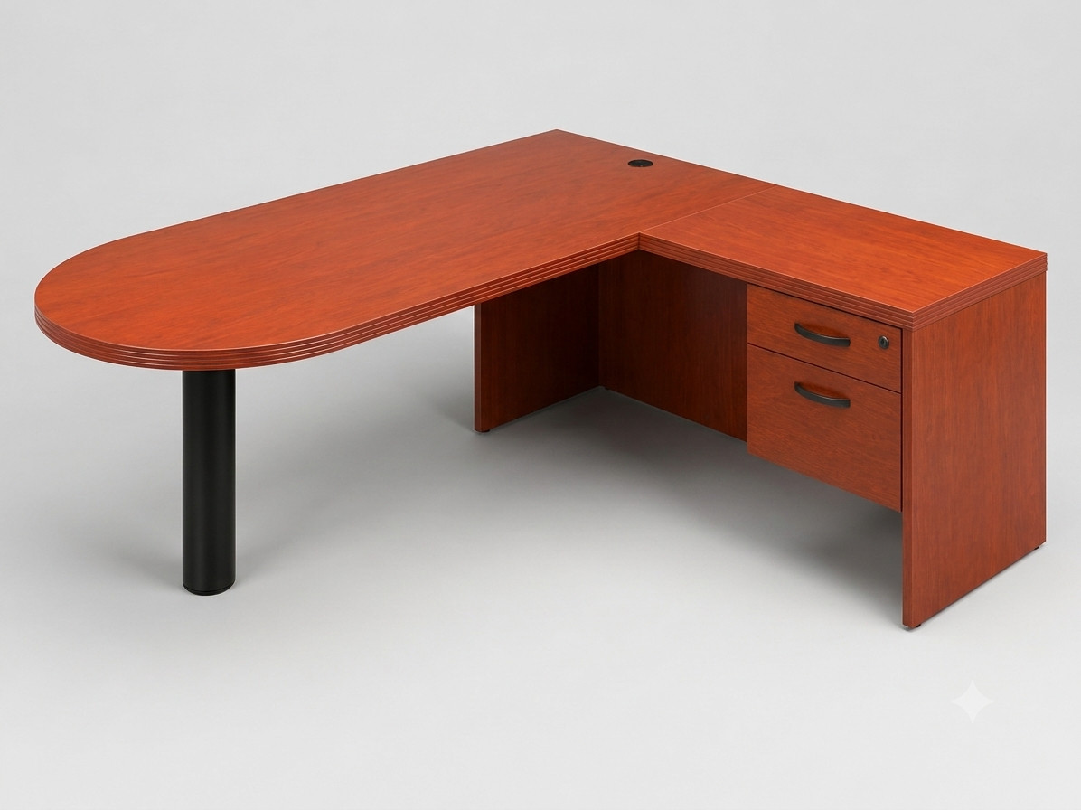 L-Shaped Executive Desk Set – Bourbon Cherry gallery