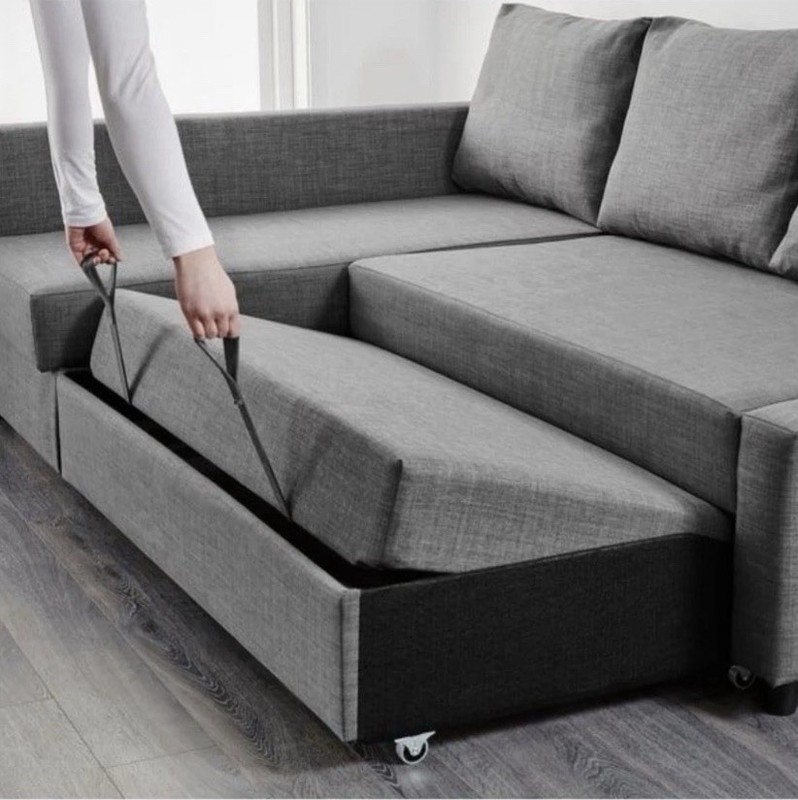 IKEA Sleeper Sofa Bed with Storage, Convertible, Brown, 230x151 cm gallery