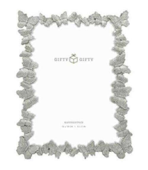 GIFTY GIFTY Silver Butterfly Photo Frame / 5x7 in | for Vertical and gallery