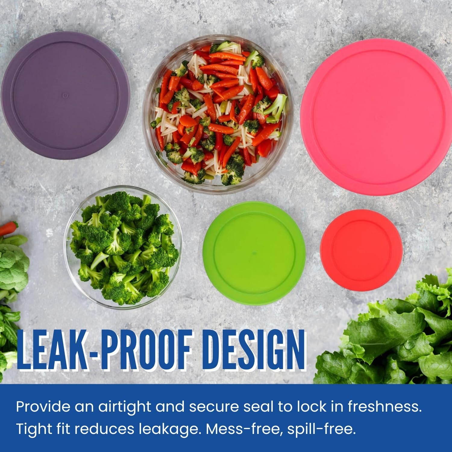 Replacement Lids for Pyrex Glass Containers 1-Cup 2-Cup 4-Cup 7 Cup Round 9pcs gallery