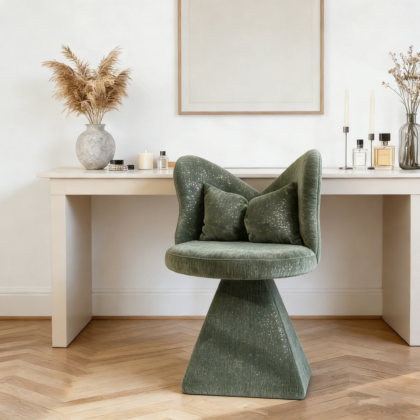 Vanity Chair Bedroom Butterfly Back Makeup Stool Living Room Dining Room Green gallery