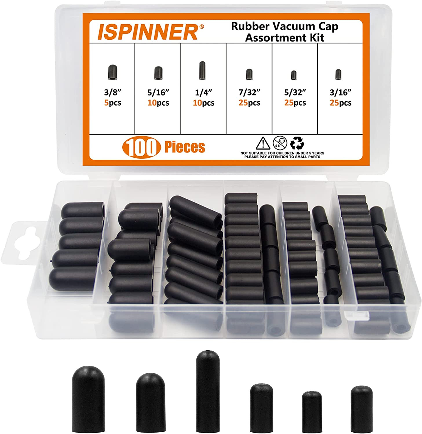(100 PCS) CARBURETOR & VACUUM RUBBER CAP PLUG ASSORTMENT KIT INTAKE VACUUM LINES gallery