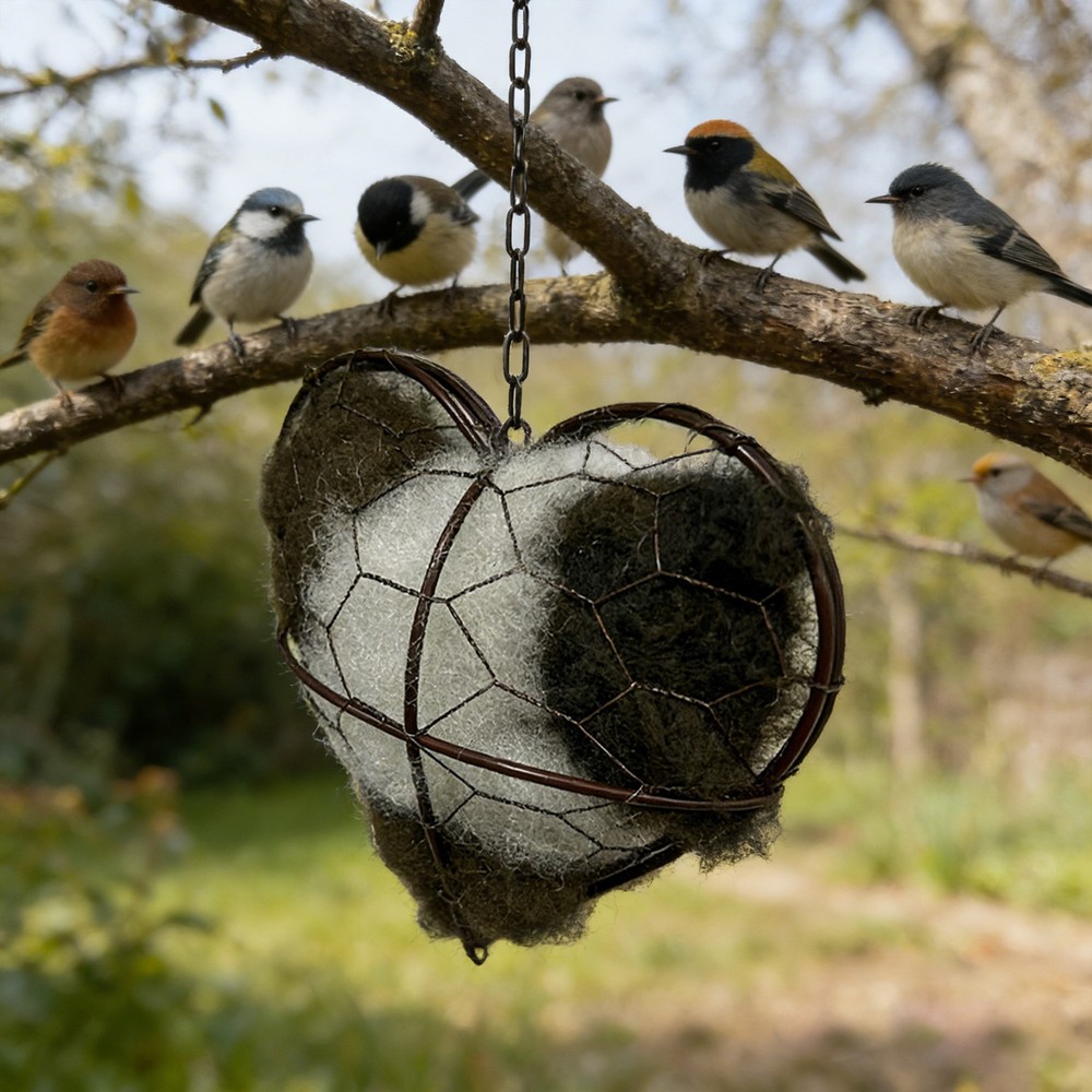 Heart-Shaped Bird Nesting Material Station Reusable Birds Nests Material Holder
