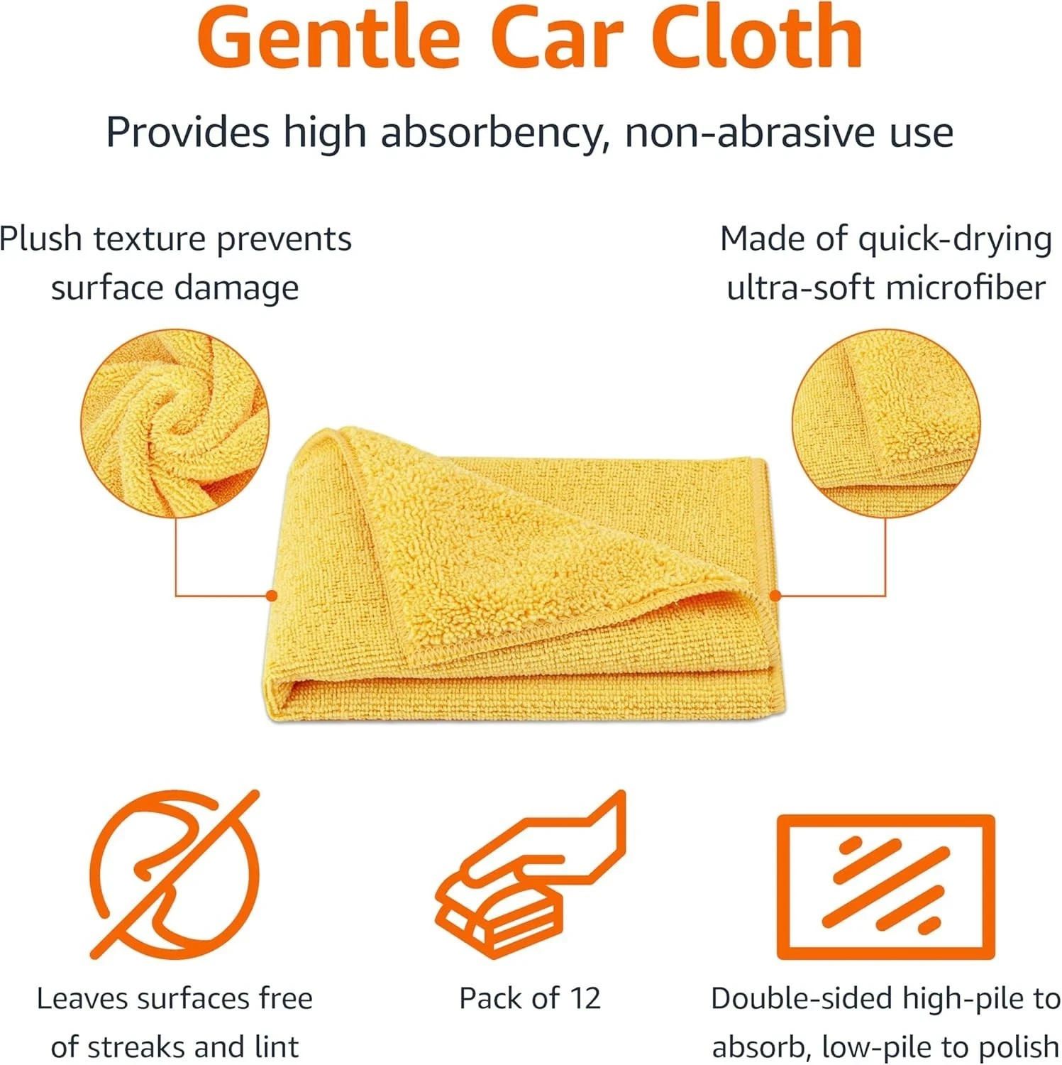 Microfiber Cleaning Cloth 16x16 Car Polishing No Scratch Detailing 12 Pac 400GSM gallery