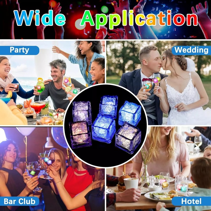 12Pcs Waterproof LED Ice Cubes, Multicolor Light Up Glow Cubes for Bar Wedding gallery