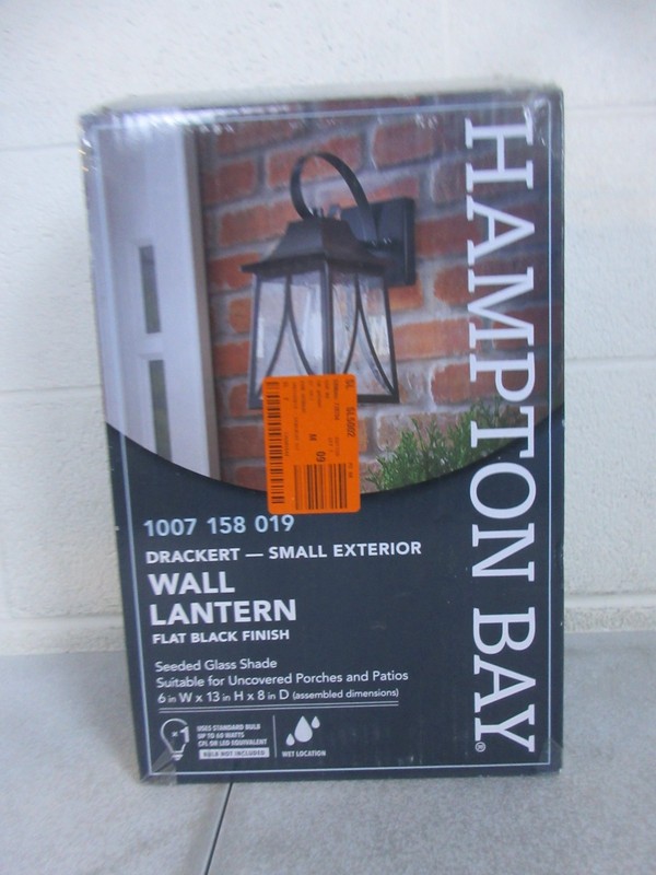Hampton Bay Drackert 13 in. 1-Light Flat Black Hardwired Outdoor Wall Light gallery