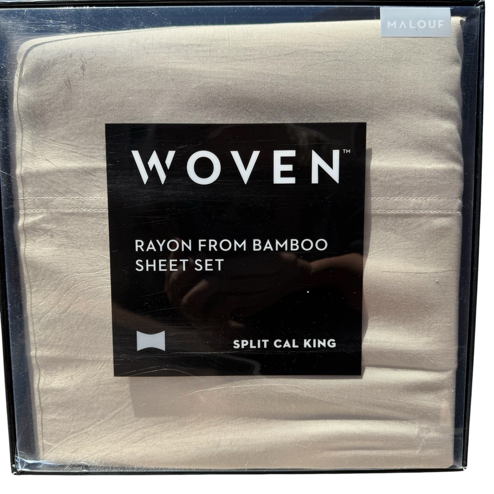 MALOUF Woven 100% Rayon Bamboo Sheet Set Split Cal King Driftwood New in Box gallery