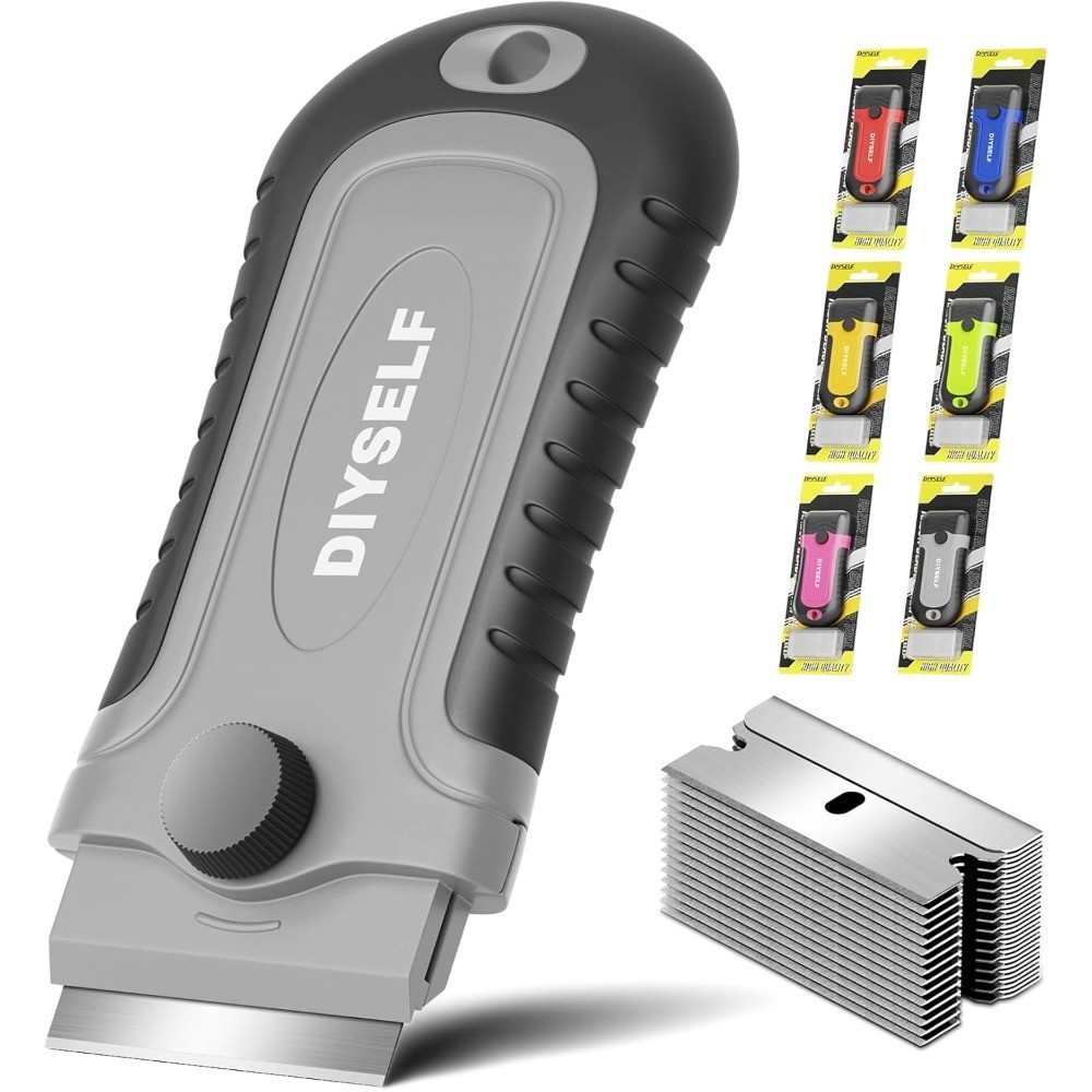 Razor Blade Scraper Tool with 15 Blades Ergonomic Handle for Glass Stove Top gallery