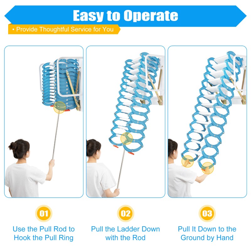 Telescopic Ladder Attic Ladder Pull Down Attic Ladder Alloy Attic Stairs 12 Step gallery