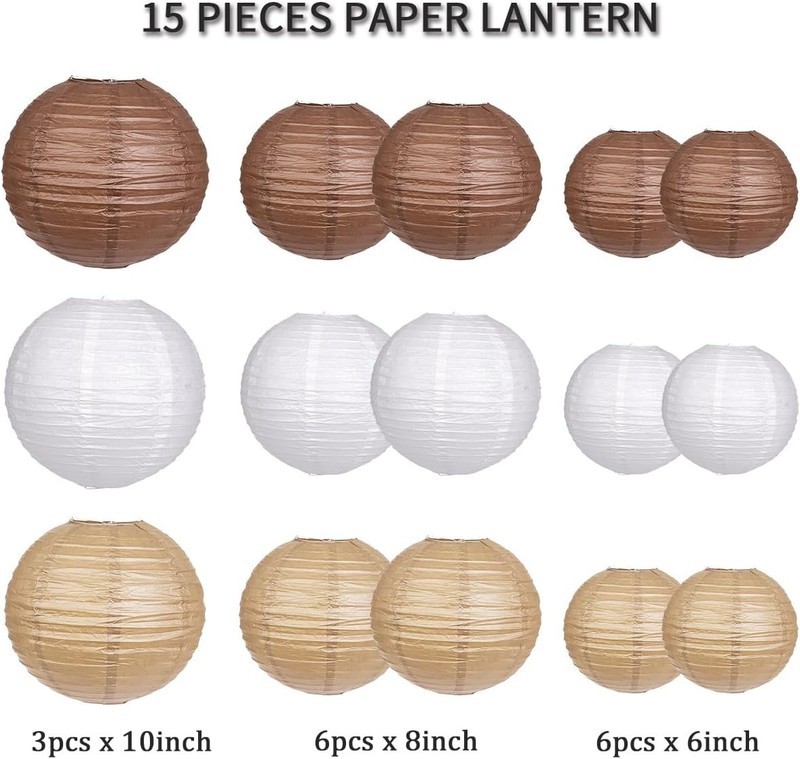 Assorted Sizes Paper Lanterns Set, 15pcs for Rustic Weddings & Special Occasions gallery