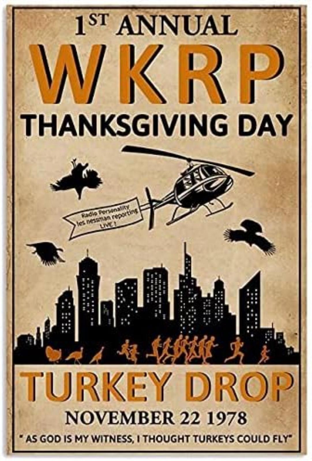 Metal Tin Sign Airplane And Turkey First Annual Wkrp Funny Aluminum Sign 8x12 gallery